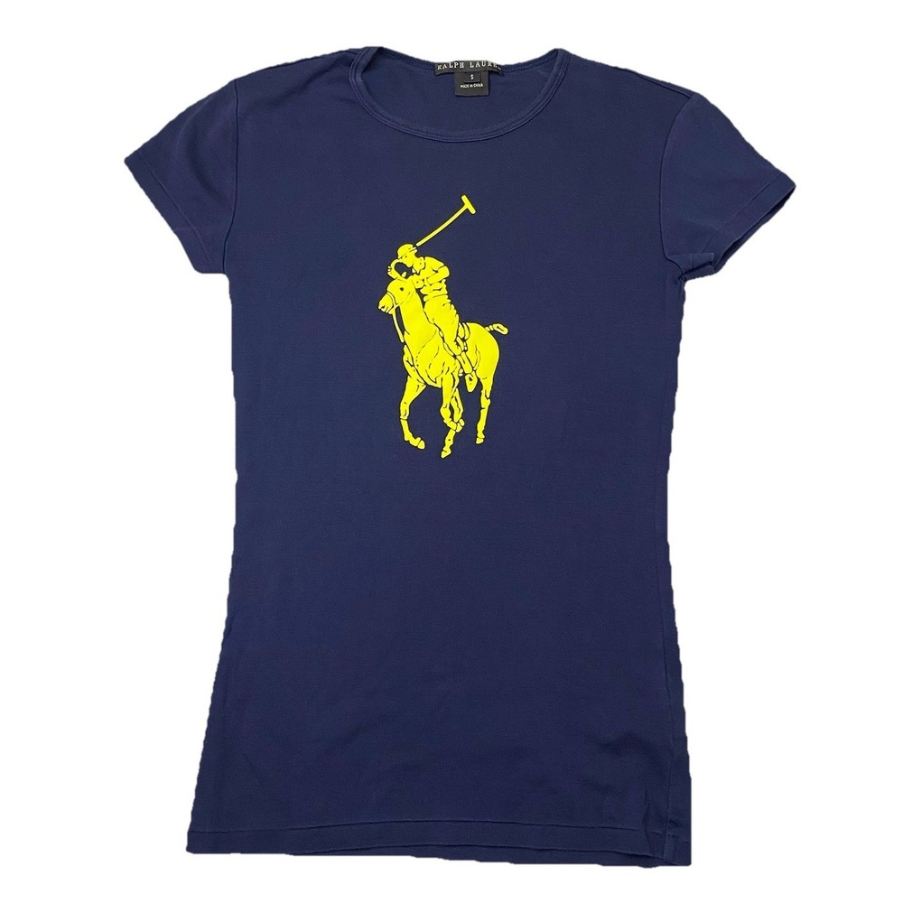 Ralph Lauren Big Pint Tshirt Black Label Mercerized Cotton Women's Small Navy